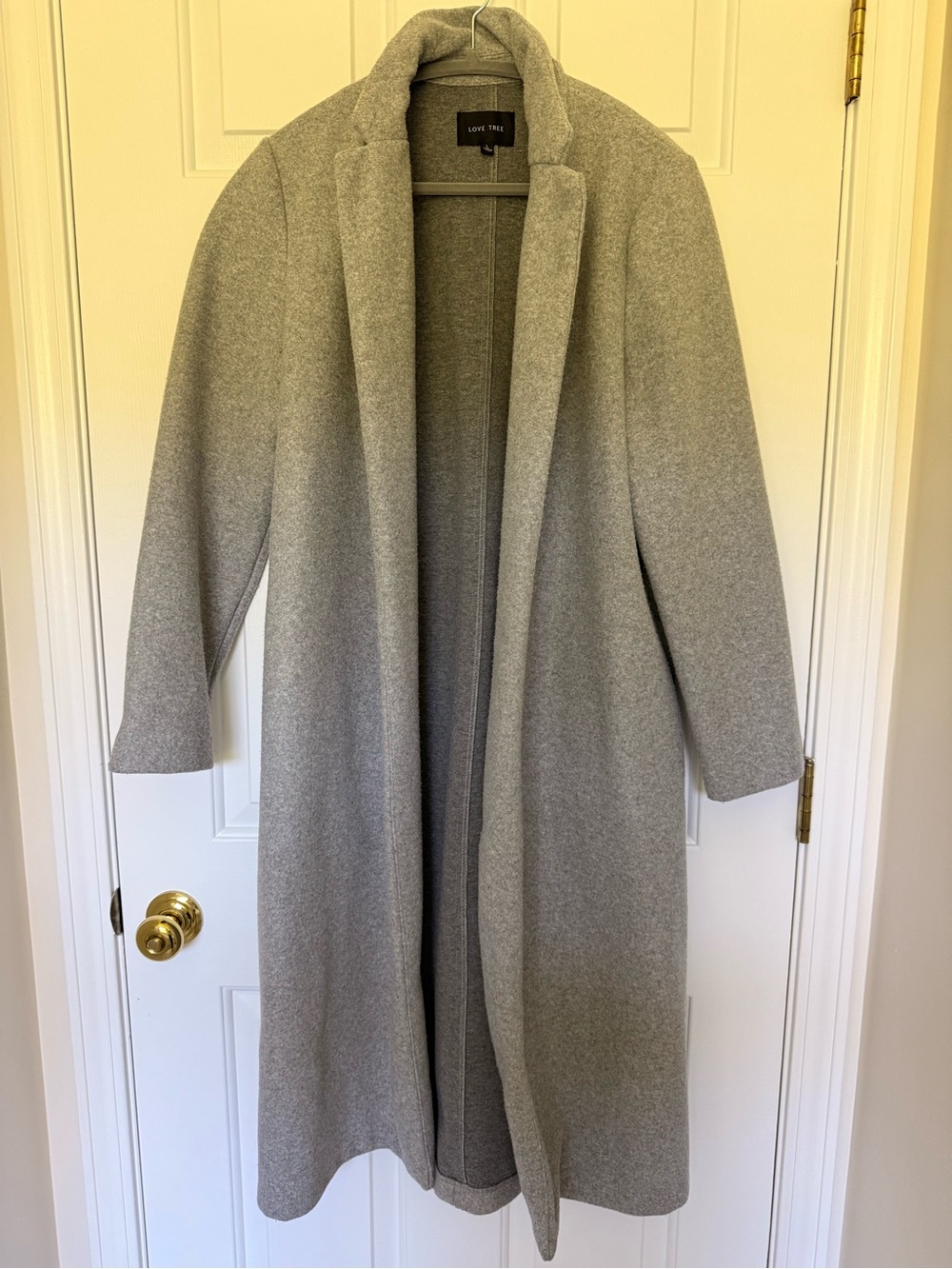 Love Tree Light Gray Long Open-Front Trench Coat